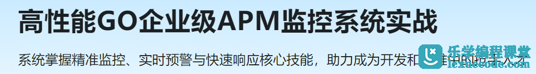 慕课网 高性能GO企业级APM监控系统实战